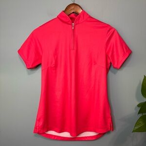 FRINGE Short Sleeve 1/4 Zip Mock Golf Top in Teaberry. NWT. Size Small